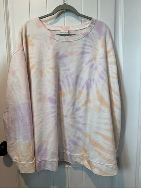 Ava & Viv Pastel Tie-Dye Pullover Sweatshirt - Lavender & Peach